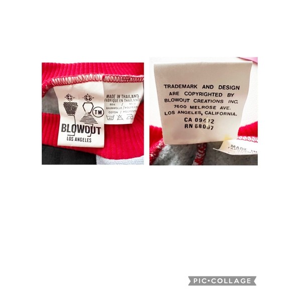 Blowout LA Vtg 90s Patchwork Colorblock Sweatshirt Pink Red Black Grey Unisex - Picture 9 of 12